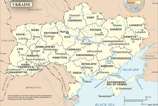 Mapa de Ucrania Fuente;ONU Sección de Cartografía