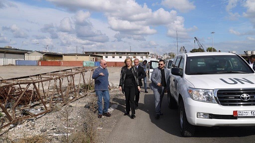 La Coordinadora de la Mision Conjunta para Siria de la ONU y la OPAQ, Sigrid Kaag, en el puerto de Latakia Foto archivo: ONU- OPAQ