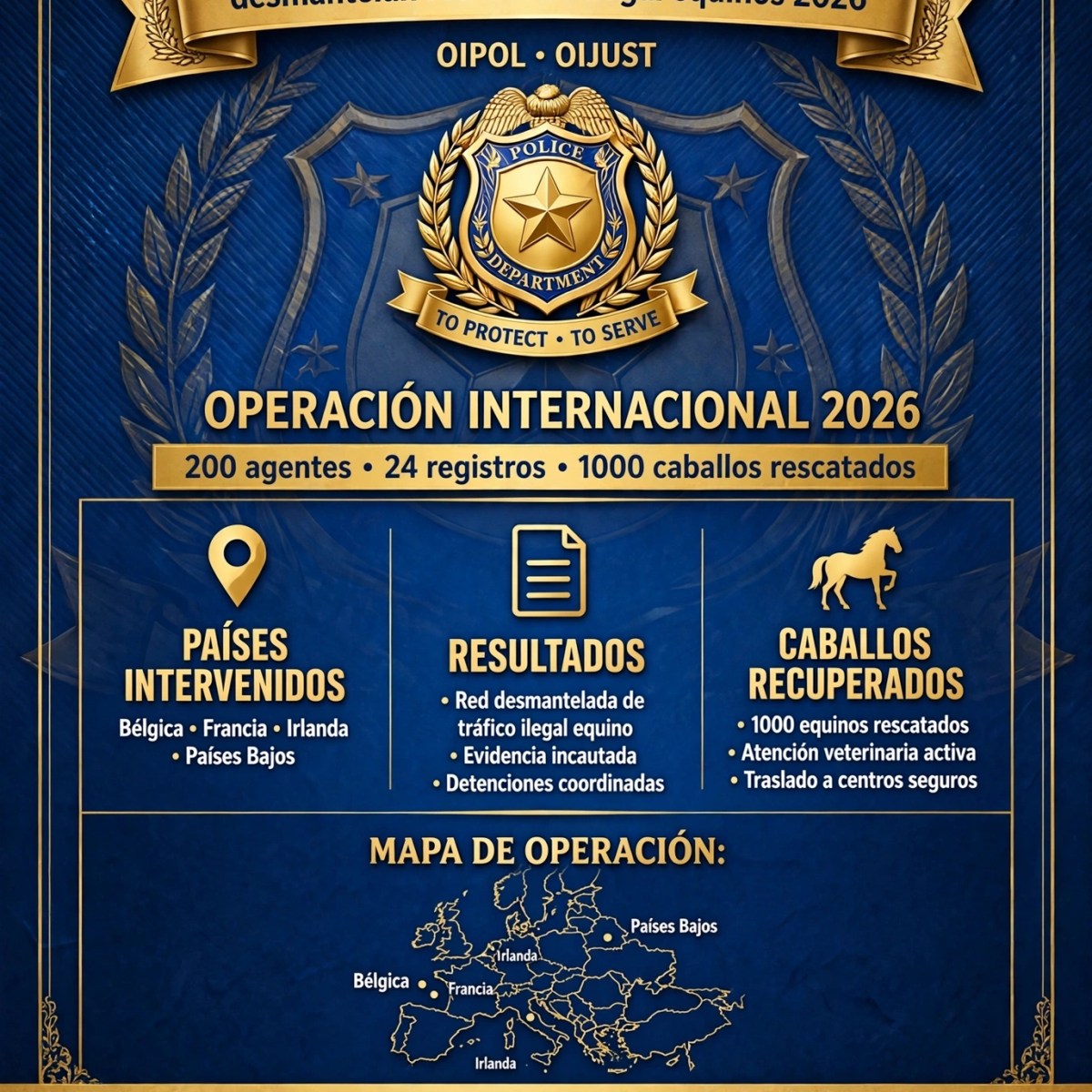 Fuerzas policiales derriban trama de tráfico ilegal de&nbsp;equinos
