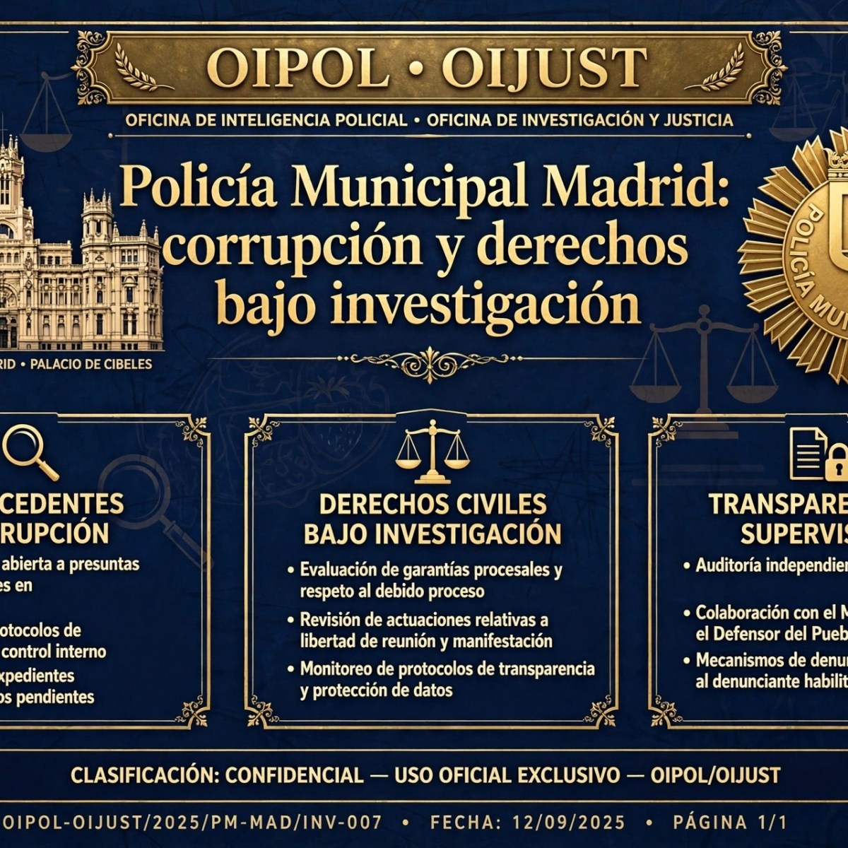 Investigan delitos de la Policía Municipal de Madrid 