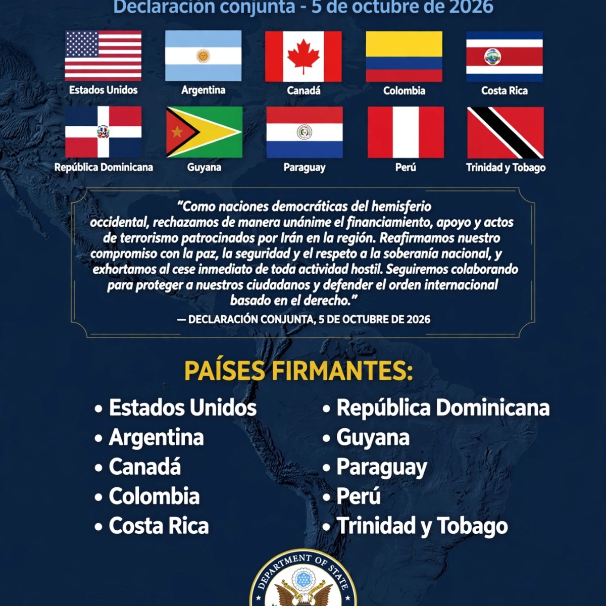 Diez países condenan el terrorismo iraní en hemisferio&nbsp;occidental