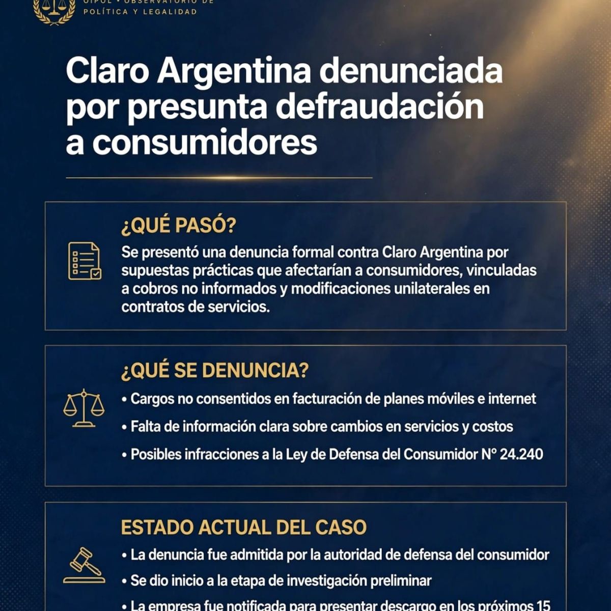La empresa Claro Argentina denunciada por&nbsp;defraudación